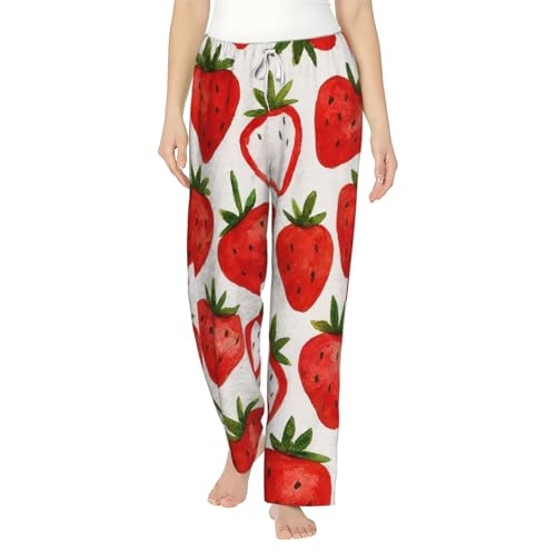 Pantalon de pyjama en polaire fraise aquarelle pour femme pour un cocon de douceur unique
