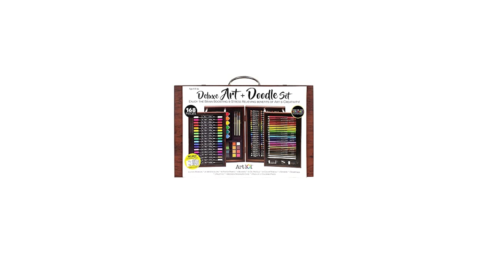 Art101 アートエッセンシャルズ 158点セット Art 101® Budding Artist® Doodle & Color Pop-Up Easel Art Set