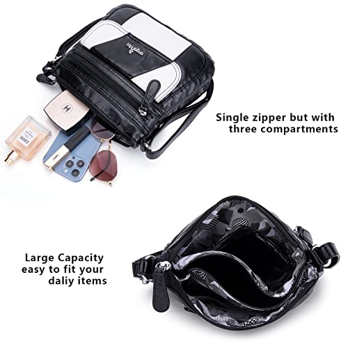 Image of Angelkiss Small Womens Crossbody Bag Leather Shoulder Purse for Women Hobo Bag with Adjustable Shoulder Strap