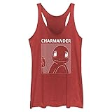 Pokemon Womens Charmander Comic Box Racerback Tank Top, Red Heather, Medium