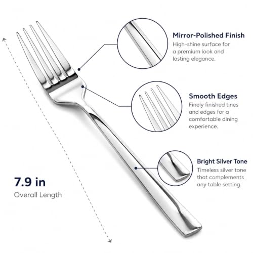 Image of SANTUO 16-Piece Fork and Spoon Set, Stainless Steel Flatware Set with 8 Dinner Forks and 8 Dinner Spoons, Mirror Polished Dishwasher Safe Silverware for Home and Party