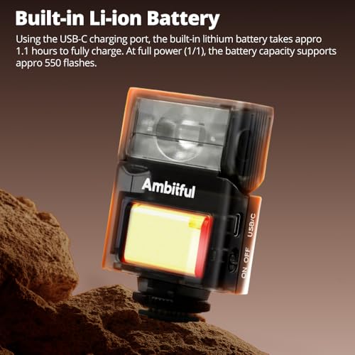 Ambitful Mini Flash, Camera Flash GN10, External Flash 7500K, 90° Adjustable Flash, Universal Single-Contact Hot Shoe Mount, Compatible with Panasonic/Canon/Nikon/Sony/Fujifilm (AF10)