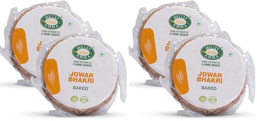 Image of Millet Amma Baked Jowar Bhakhri - 360 Gms | (Pack of 4 - Each 180 Gms) | Ready to Eat | Best Choice for Snack Time, Parties & Events | Healthy Traditional Gujarati Snacks