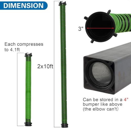 Image of 20FT RV Sewer Hose with Bayonet Fittings and 4-in-1 Adapter Elbow