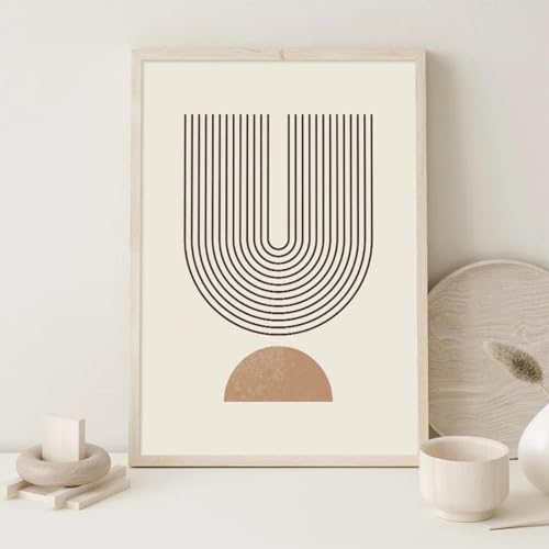 Affiches abstraites de lignes géométriques beiges déco murale salon triptyque 60x90 - 2