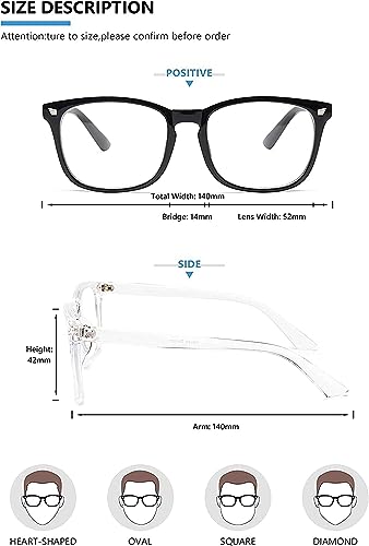 Image of IFLASH | Zero Power Blue Cut Computer Glasses | Gaming Glasses | Anti Glare, Lightweight & Blocks Harmful Rays | UV Protection Specs | Men & Women | Medium