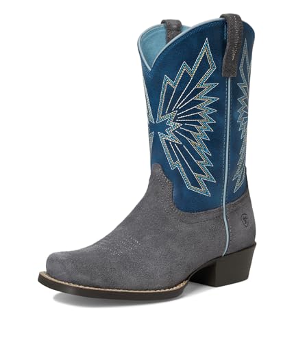 Ariat Youth Decatur Western Boot, Mineral Suede/Downpour, 3.52