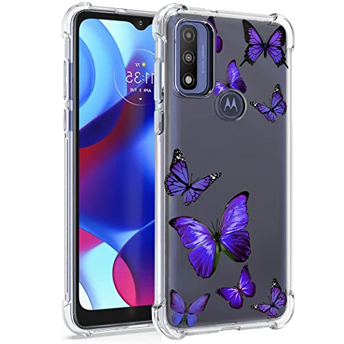 Vavies Case for Moto G Pure 2021 Case, Motorola G Pure XT2163DL Case, Slim Shockproof Clear Pattern Soft Flexible TPU Back Phone Protective Cover Cases for Motorola Moto G Pure 2021 (Purple Butterfly)