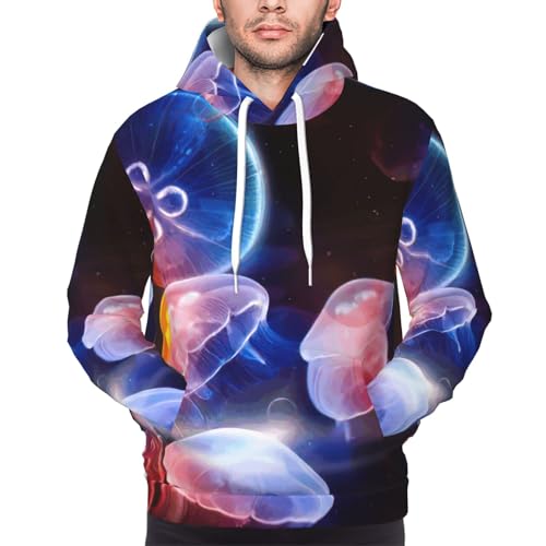 Sweat à capuche méduses imprimé multicolore avec cordon de serrage ajustable