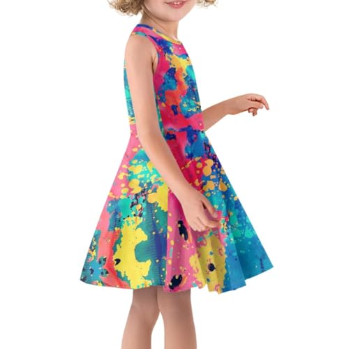 GLUDEAR Girls Print Summer Sleeveless A-line Swing Flared Dresses Toddler Casual Party Skater Dress 3-16 Years3