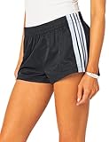 UAURORAO Women Striped Athletic Shorts Elastic Waist Side Stripes Casual Track Shorts Loose Patchwork Workout Sweat Shorts(Comfy Black,Medium)