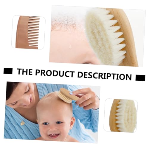 Anneome ベビー用木製ヘアコーム ボディ洗浄ブラシ 頭皮マッサージ付き 頑丈で使いやすいハンドル 新生児入浴用清潔ケア用品