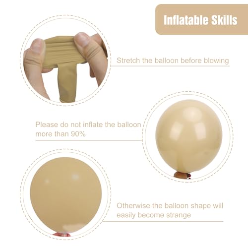 Image of RUBFAC Vanilla Brown Beige Balloons 129pcs Different Sizes Pack of 18 12 10 5 Inch, Light Brown Cream Ivory Balloon Neutral Boho Garland Arch Kit for Wedding Baby Shower Birthday Party Decorations