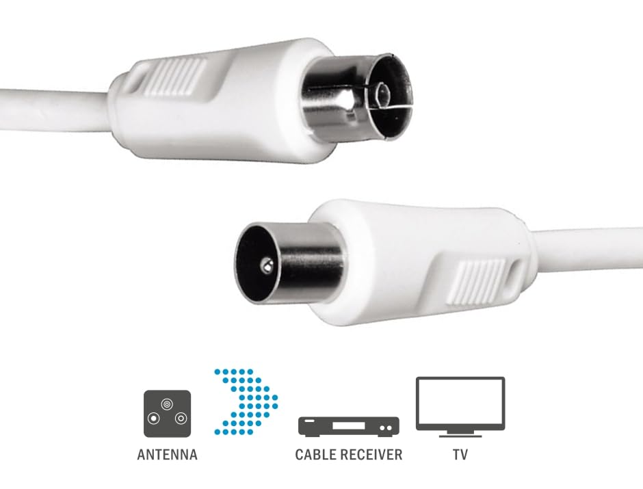 Hama Aerial Cable 75 dB Antenna Connector Coaxial for TV Cable TV 5 m White, 5,0 m - Image 4