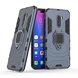 DWaybox Xiaomi Pocophone F1 Case Ring Holder Iron Man Design 2 in 1 Hybrid Heavy Duty Armor Hard Back Case Cover for Xiaomi Pocophone F1 6.18 Inch (Dark Blue)