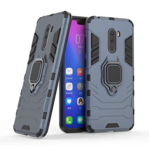 DWAYBOX Xiaomi Pocophone F1 Case Ring Holder Iron Man Design 2 in 1 Hybrid Heavy Duty Armor Hard Back Case Cover for Xiaomi Pocophone F1 6.18 Inch (Dark Blue)