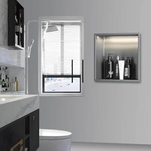 Niche de douche lumineuse en inox pour créer une ambiance spa relaxante dans sa salle de bain