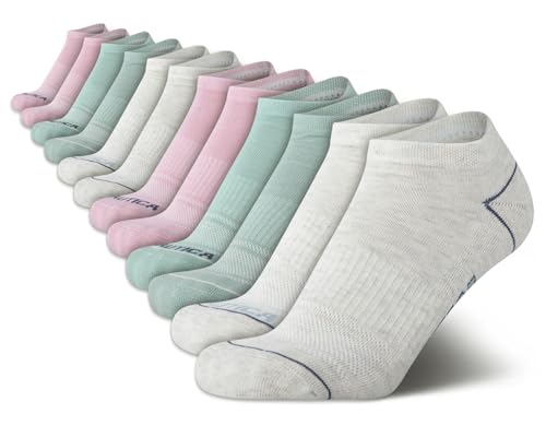 Image of Nautica Womens Low Cut Socks - 12 Pack Breathable Mesh Cushioned Athletic Performance No Show Socks for Women