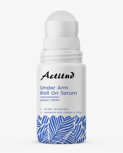Actitud Underarm Roll On Serum - Roll On Deo for Women & Men with 5% AHA &3% Kojic Acid for Brightening & Odour Control - No Alcohol & Long Lasting Aqua Fresh- 50ml