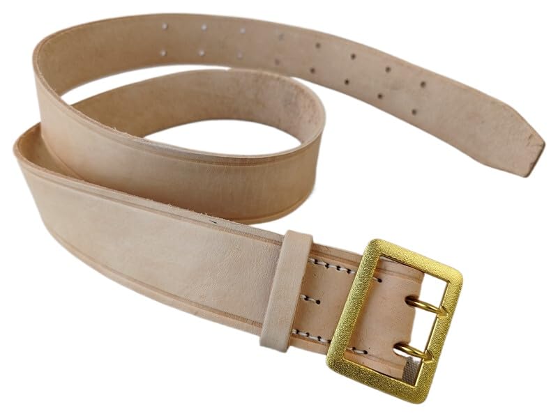 Reproductions WWII GERMAN VINTAGE OFFICER DOUBLE CLAW THICK VEGETABLE-TANNED LEATHER BELT LENGTH 47INCH Waist hole size: 33-43