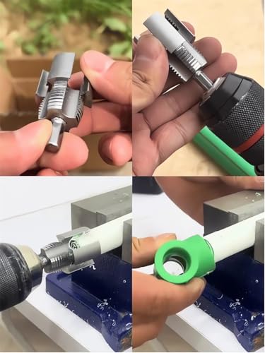 2 in 1 Integrated Internal & External Pipe Threading Tool 1/2 3/4 1 Npt 2025 Front Before PVC Pipe Re Threader Tool Electric Drill Thread Size Maker Kit for Plastic PPR Pipe Tap Die Set (1/2\" + 3/4\")
