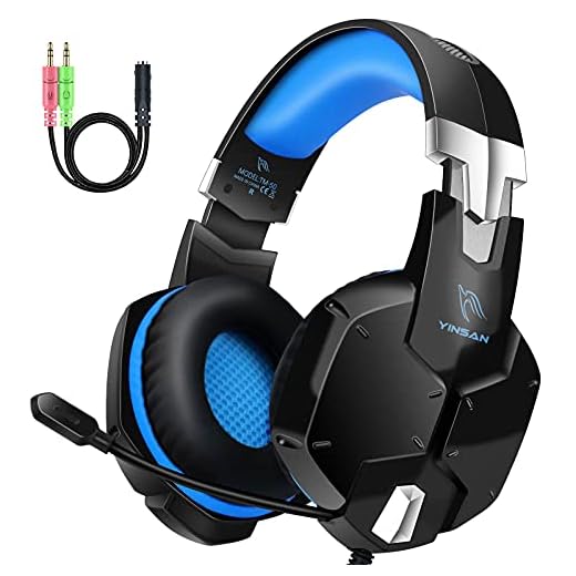 Gootoop Gaming Headset for PS4 Xbox One PC PS5,Over Ear Wired Gaming Headphones with Microphone Noise Cancelling,Flip-to-Mute,Bass Surround Sound,Lightweight,Soft Memory Earmuffs,Black Blue
