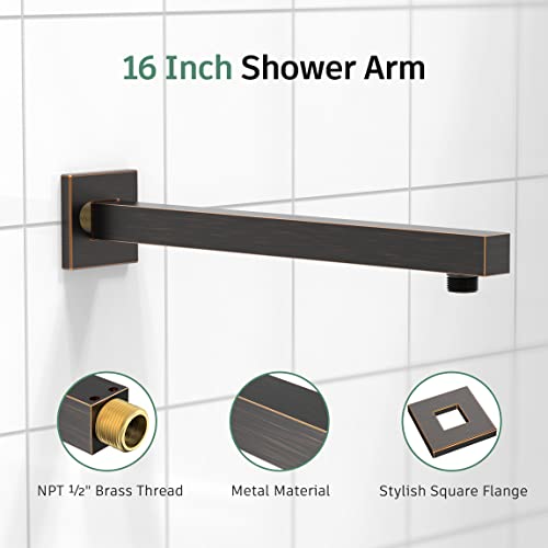Suncleanse Shower System, 8 Inches Square Rainfall Showerhead, High Pressure Shower Head With 16-Inch Shower Arm, Shower Faucet Set With Valve And Trim, Oil Rubbed Bronze #TOP2