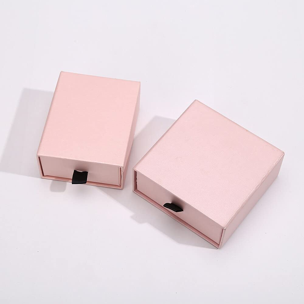 Caja Regalo Joyería Caja De Regalo Para Joyería Rosa - 9x9x1.7cm Para Collares, Anillos Y Pendientes Papel Almohadilla Esponja