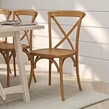 Merrick Lane Bardstown X-Back Bistro Style Wooden Dining Chair for Kitchens and Dining Rooms, High-Back Wood Stackable Kitchen Chair, Light Brown