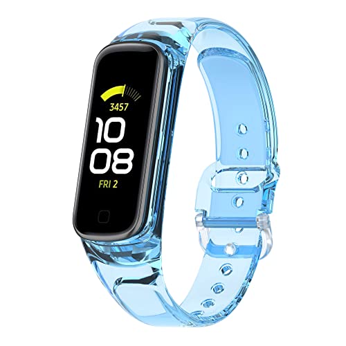 KUTEWEU Brazalete Compatible con Samsung Galaxy Fit 2 Correas,Bandas Reloj,Transparente Silicona Pulsera Deportiva Repuesto Correa para Samsung Galaxy Fit 2 (SM-R220) Accessories (blue) Cover