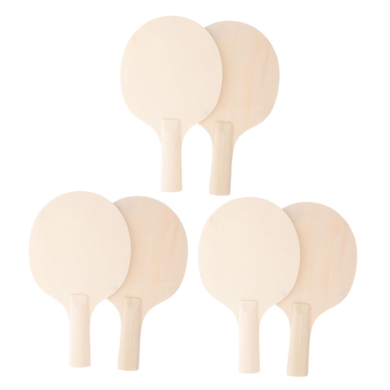 VANZACK 6pcs Blank Wooden Table Tennis Paddles for DIY Projects Sports Table Tennis Paddle Unpainted Rackets with Grips for Crafting and Sport Games