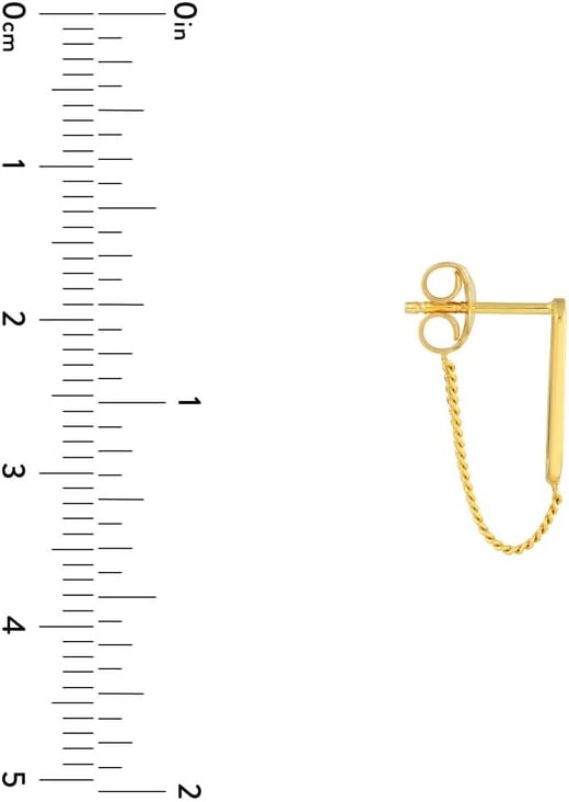 14k Yellow Gold Front To Back Paper Clip and Curb Earrings Clip on Earring for Women