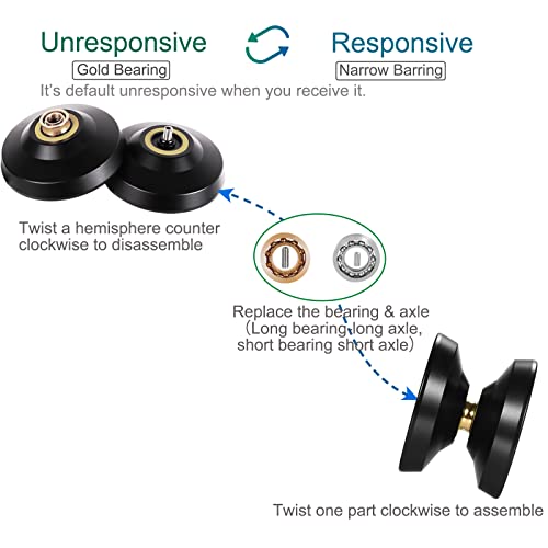 Leshare Non-Reactive X2 Metal Yo-Yo For Advanced Yo-Yo Players, Reactive Bearing Yo-Yo For Kids Beginners + Black Gloves + 5 Yo-Yo Ropes + Yo-Yo Instruction Book #TOP2
