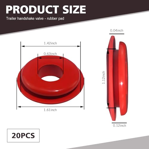 Image of 20 PCS Glad Hand Seals, Rubber High Temperature Resistance Handshake Valve Gasket, Air Hose Glad Hands Grommets Tight Fit Gasket, for Semi Trucks Trailers Brake Air Hose (Red & Blue)