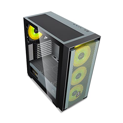 Image of Ant Esports 690 Air Mid- Tower Computer Case /Gaming Cabinet - Black /Grey | Supports E-ATX, ATX, Micro-ATX, Mini-ITX | Pre-Installed 3 x 120mm ARGB Fans in Front