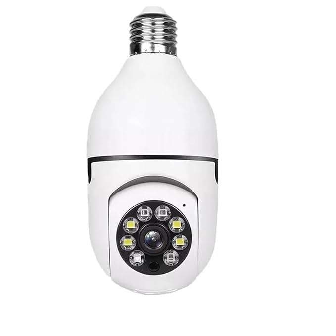 Honyman - Wi-Fi CCTV Camera E27 MODEL1080p Wireless PTZ Bulb Shape V380 Pro | Indoor 360° Smart Home Security Camera Light Vision 24x7 Continuous Recording with Motion Sensor LED Lights
