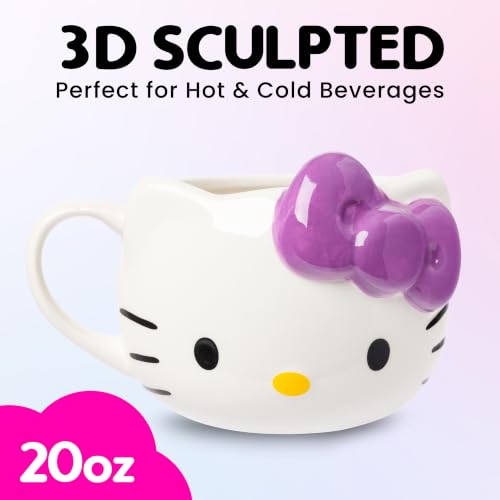 Image of Silver Buffalo Sanrio Hello Kitty Purple Bow, 3D Sculpted Mug, 20oz | Ceramic, 0.59 Liters