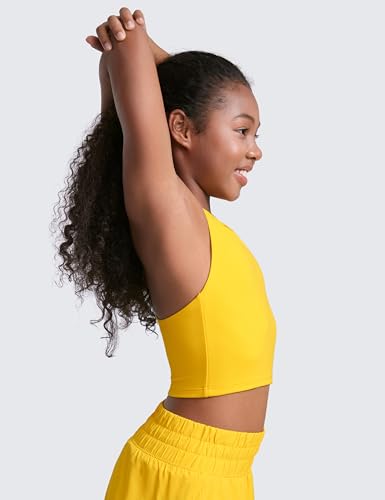 Image of CRZ YOGA Girls Butterluxe Double Lined Crop Tank | Dance, Extremely Soft, Tight Fit, High Neck, Athletic, Sleeveless Tops for Teen