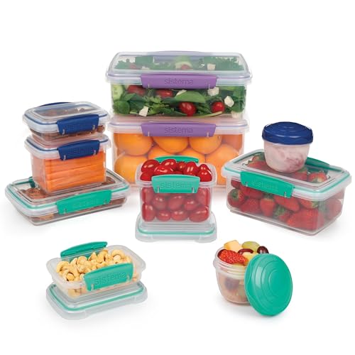 Sistema Frischhaltedosen für Lebensmittel | Meal Prep-Behälter mit Deckeln, Lunchboxen, Snackdosen & mehr | Stapelbar & Luftdicht | BPA-frei | 20 Stück