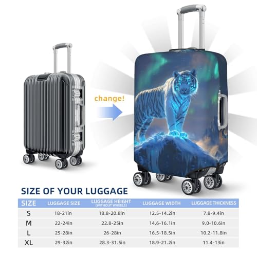 Aurora White Tiger Standing Travel Luggage Covers - Elasticity Suitcase Covers Protector for Luggage 18-32 Inch2