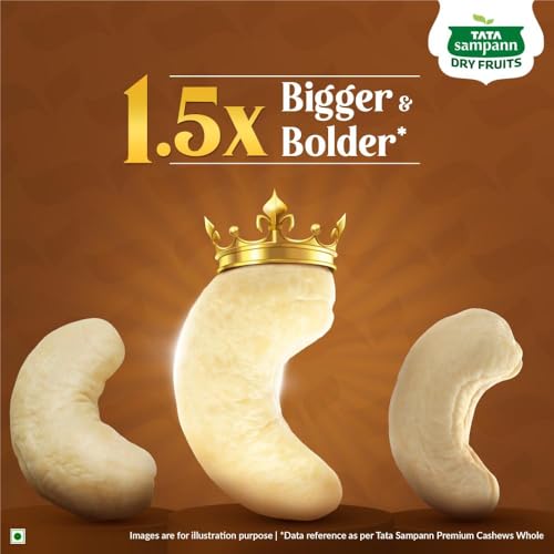 Image of Tata Sampann Maharajaa Cashews /Kaju (Whole), Source of Protein, Magnesium, Phosphorus, Dietary Fibre, Chef Ranveer Brar's Choice, 200g