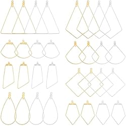 Ventilador Aro UNICRAFTALE 32 Unids 8 Estilo 2 Colores Pendientes de Aro de Acero Inoxidable Hallazgos Ventilador de Lágrima Rombo Triángulo Ganchos de Alambre Colgantes Colgantes de Forma Geométrica
