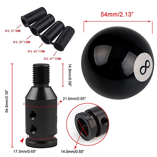 Pursuestar SXAP00924 Black 8 Round Ball Gear Shift Knobs, Universal Automatic Manual Shifter Knob + Aluminum Adapter thumb #1