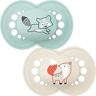 MAM Original Colours of Nature Soother 6+ (Fox and Racoon), Matt Baby Soother Set for Six Months+, MAM Soother Pack with Woodland Designs, Soother Pack with MAM Teats