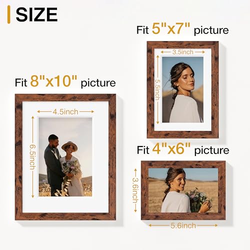 Image of Vittanly Picture Frames Set of 10, Picture Frames Collage Wall Decor with Two 8x10, Four 5x7 and Four 4x6 Photo Frames, Gallery Wall Frame Set for Wall or Tabletop Display, Rustic Brown