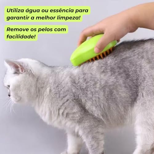 Escova Para Gatos A Vapor 3 Em 1 Pente Autolimpante Recarregável Escova Vaporizador Cabo USB Premium