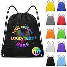 Grneric Custom Drawstring Bags Bulk 10/20/50/100/200 Pack, Promotional Items With Your Logo Personalized String Backpack for Gym, Sport, Travel, Black
