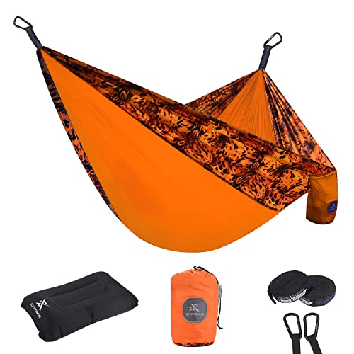 Extremus Double Camping Hammocks, Portable Hammock, Firestorm/Orange, 10Ft X 6.6Ft #TOP7