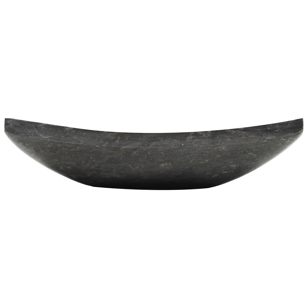 vidaXL Évier Pierre Naturelle Marbre Noir Lavabo Lave-Mains Vasque Toilette