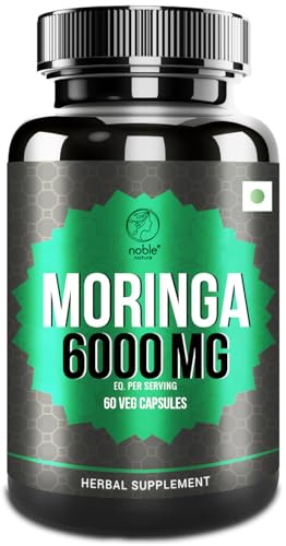 Noble Nature Moringa Capsules Natural Energy Boost Immune Support and Antioxidant Powerhouse - 60 Veg Capsules - 6000mg per serving